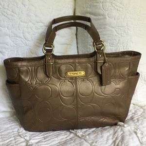 Coach Bronze Gallery Logo Embossed Satchel/Shoulder Bag
